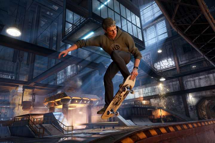 An Aged Tony Hawk skating in Tony Hawk's Pro Skater 3 + 4.